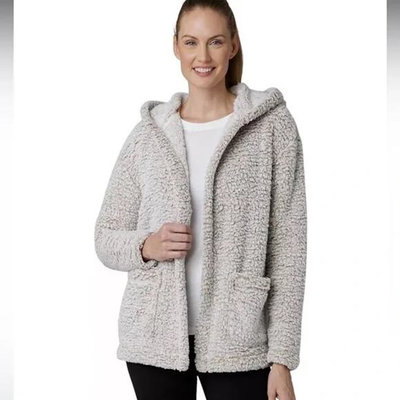 Eddie Bauer Sweaters - Eddie Bauer Fireside Plush Ultra Soft Hooded Open Front Sherpa Cardigan Size L